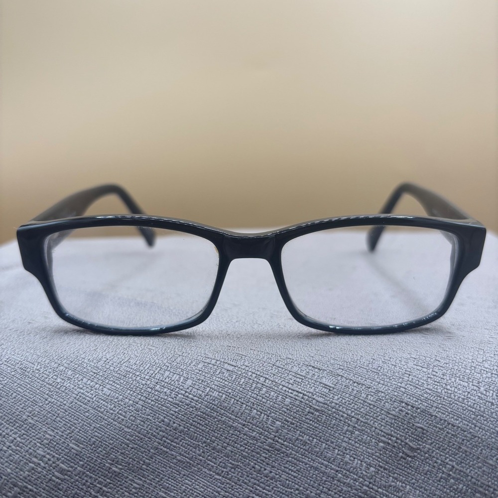 Modern Slick Black Rectangular Eyeglasses‎ Frames 51/17/140 Full Rim Acetate